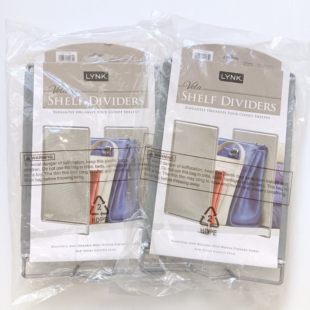 Set of 2 Lynk Vela Shelf Dividers Sets Gray 13" H x 2 1/8" W x 8 3/8" D